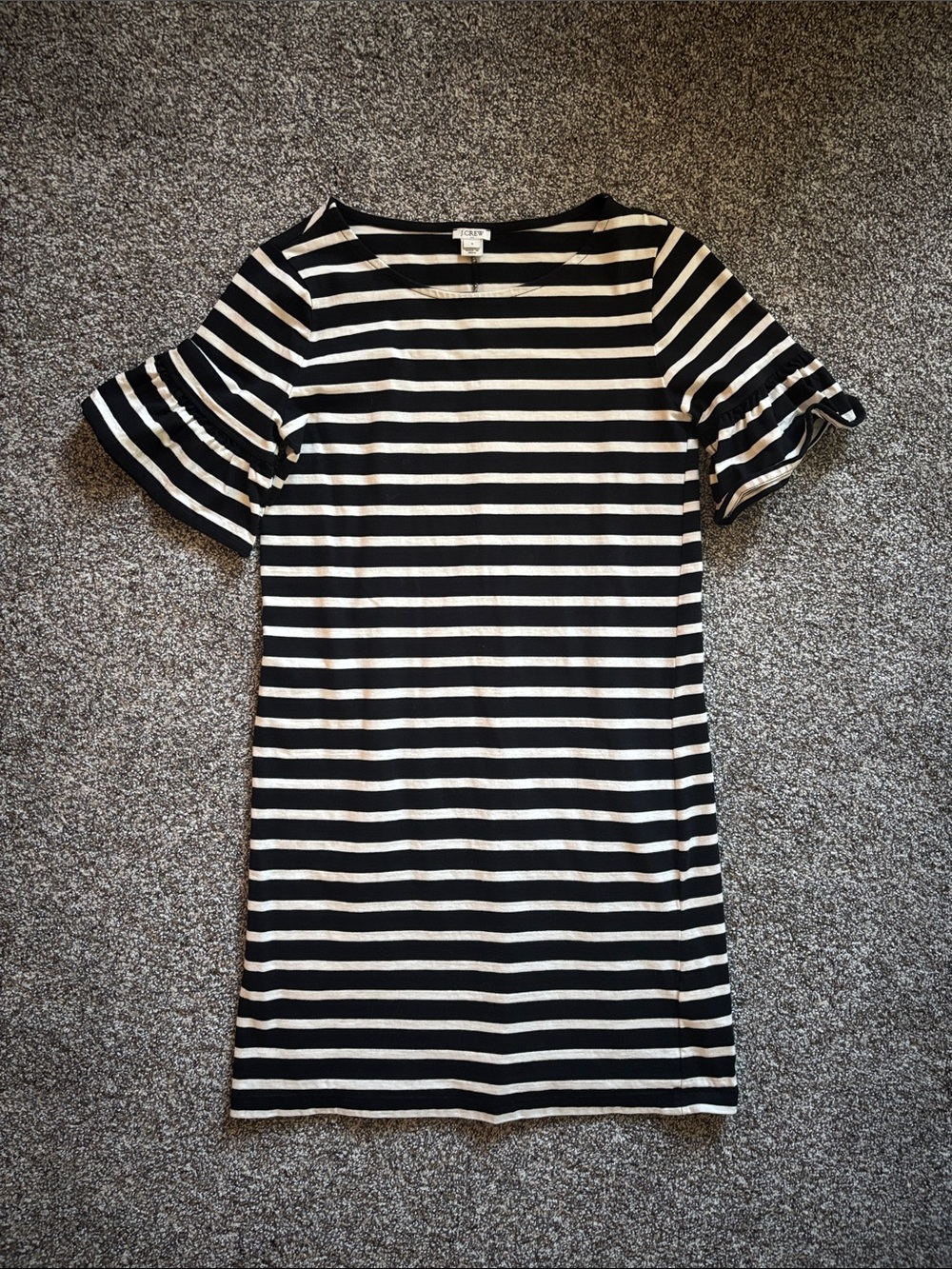 J. Crew Black and White Striped Short Sleeve Dress
